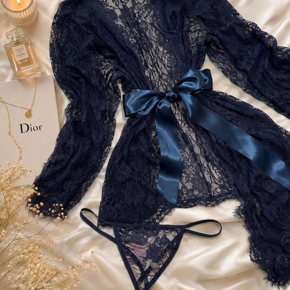Unbranded Women's Navy and Blue Robe